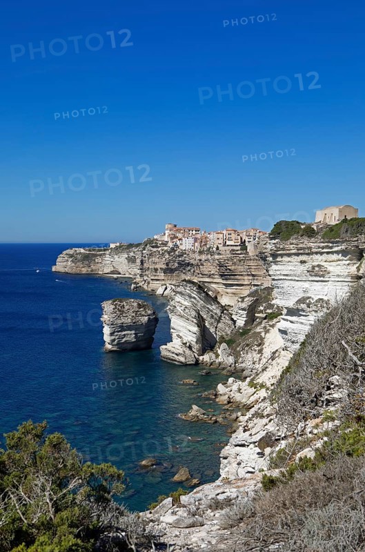 Ville haute or upper town on the Île de Fazio headland, medieval old town, Bonifacio, Corse-du-Sud department, Corsica, France