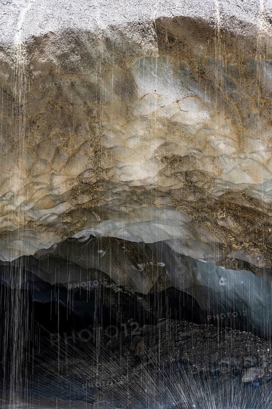Meltwater at a glacier cave, underground glacier stream, Castner Glacier, Delta Range, Alaska Range, Richardson Highway, Alaska, USA