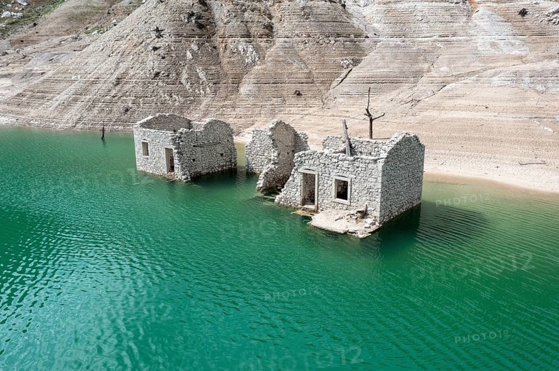 Tramonti, sunken city, abandoned houses, ruins, river course, Friuli, Italy