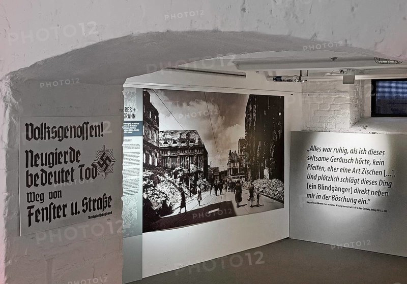 Historic air raid shelter, memorial and exhibition, Düsseldorf, North Rhine-Westphalia, Germany