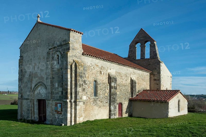 St Andrew's Church, romanesque church of Taxat-Senat. Allier department. Auvergne Rhone Alpes. France. Europe