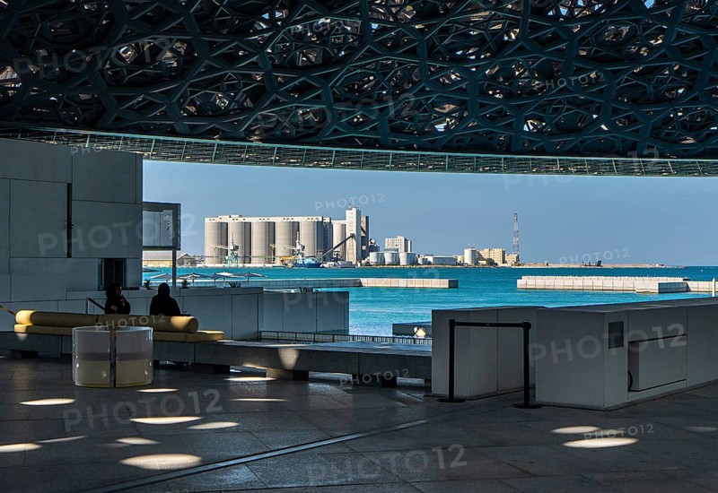 Interior design in Louvre Abu Dhabi, art museum by French architect Jean Nouvel, buildings on Saadiyat Island, Abu Dhabi, United Arab Emirates