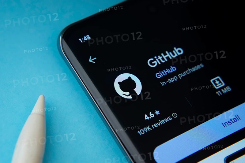 Dhaka, Bangladesh- 09 Mar 2025: GitHub app from Google Playstore is displayed on smartphone screen