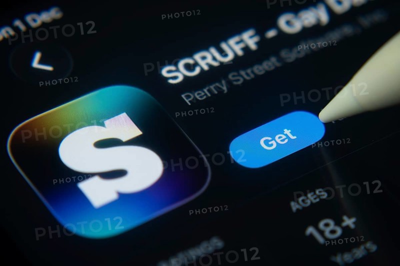 Dhaka, Bangladesh- 01 Dec 2025: A close-up of the SCRUFF app icon in the App Store on an iPad screen