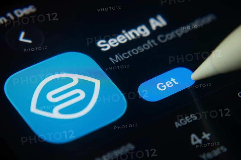 Dhaka, Bangladesh- 01 Dec 2025: A close-up of the Microsoft Seeing Ai app icon in the App Store on an iPad screen