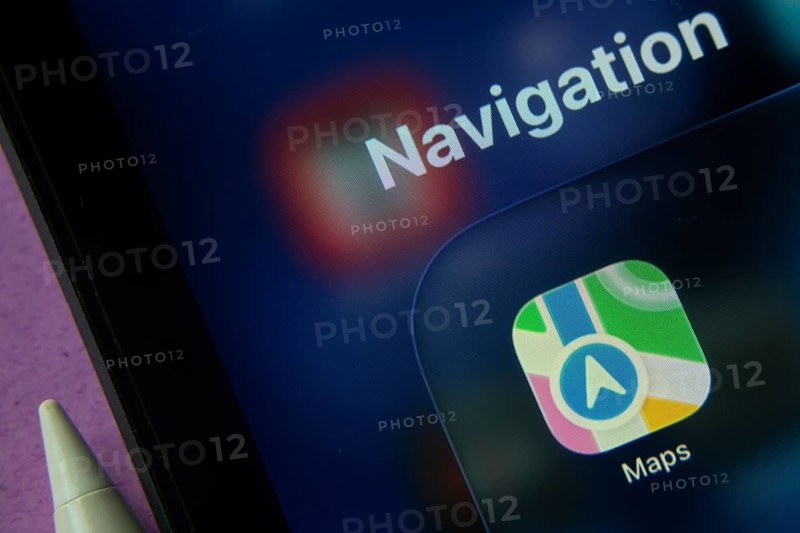 16 Nov 2025- Dhaka, Bangladesh: Close-up of Apple Maps app icons on an iPad screen