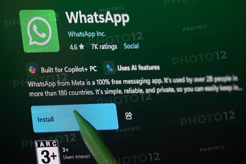 Dhaka, Bangladesh- 19 Sep 2025: A close-up of the WhatsApp app from the Microsoft Store is shown on a laptop screen