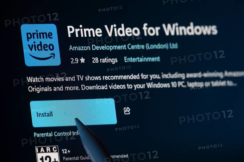 Dhaka, Bangladesh- 19 Sep 2025: A close-up of the Amazon Prime Video app from the Microsoft Store is shown on a laptop screen