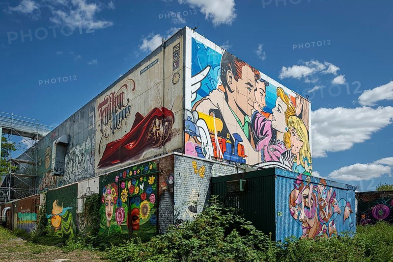 Graffiti on the former US eavesdropping facility on Teufelsberg in Grunewald, Berlin, Germany