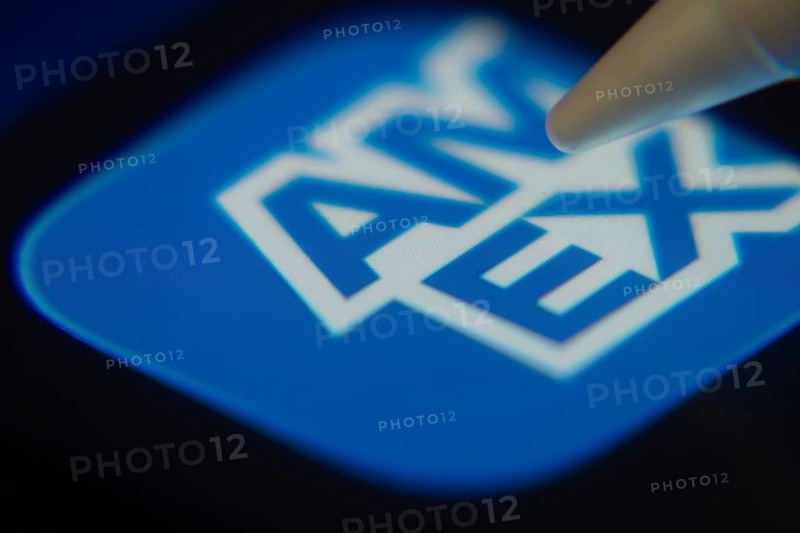 Dhaka, Bangladesh- 06 Dec 2025: Close-up of the Amex app on a screen with a stylus pointing at it