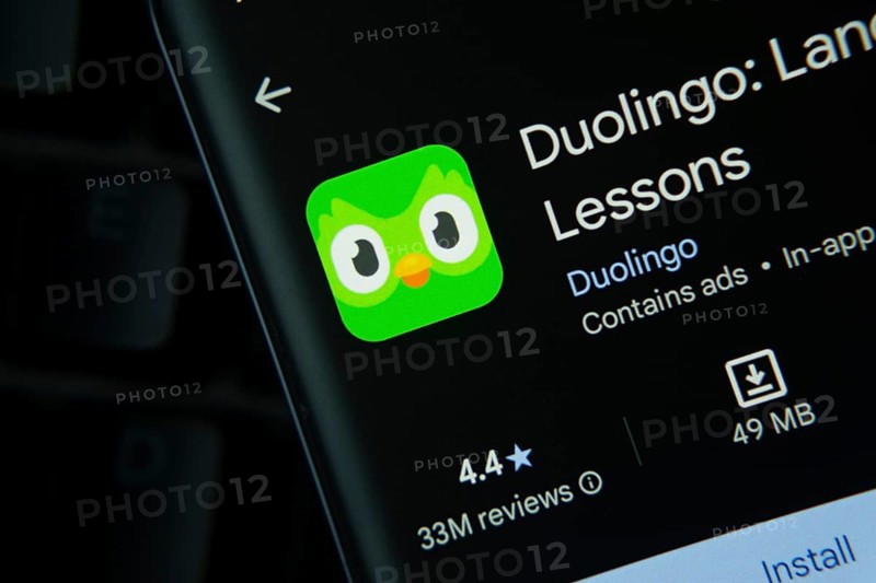 Dhaka, Bangladesh- 03 Oct 2025: Duolingo app from Google Playstore is displayed on a smartphone screen