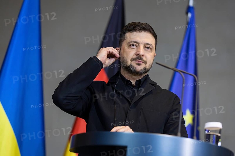 Volodymyr Zelensky (President of Ukraine) and Friedrich Merz (Chancellor of the Federal Republic of Germany) hold a press conference at the Federal Chancellery after the 8th German-Ukrainian Economic Forum, 15 August 2025