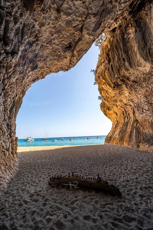 Rock cave on the beach at Cala Luna, Golfo di Orosei, Baunei, Sardinia, Italy