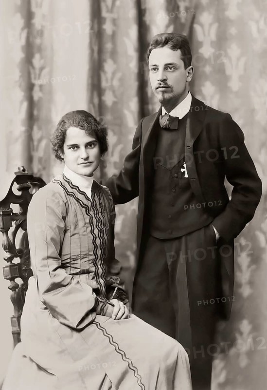 Rainer Maria Rilke, 1875 – 1926, Austrian poet and novelist with his wife sculptress Clara Rilke-Westhoff, Rome 1903, digitally edited