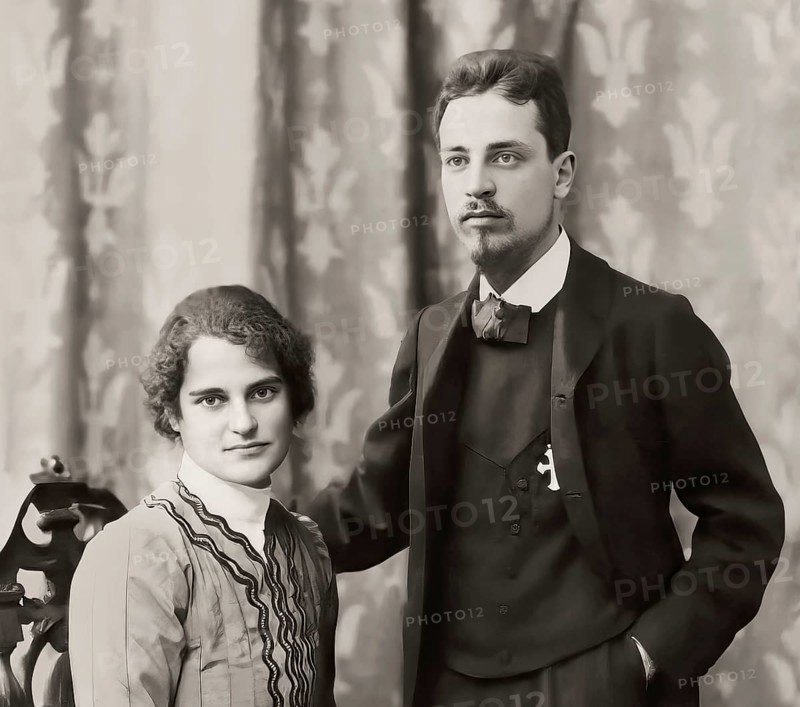 Rainer Maria Rilke, 1875 – 1926, Austrian poet and novelist with his wife sculptress Clara Rilke-Westhoff, Rome 1903, digitally edited