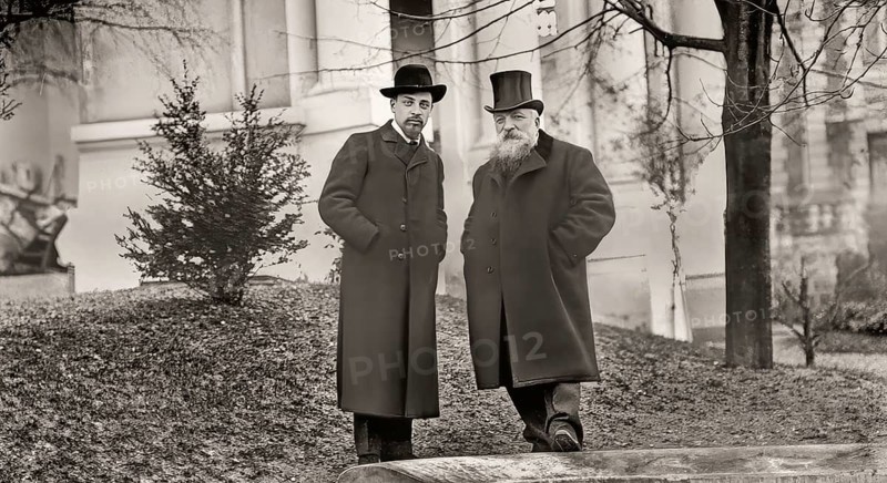 Rainer Maria Rilke together with Auguste Rodin, Meudon, France, 1905, digitally optimized