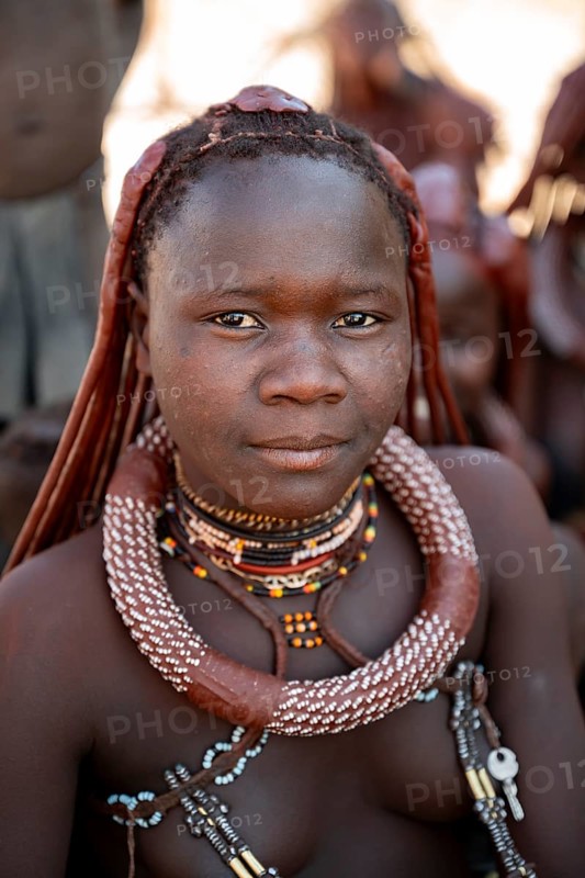Portrait, Himba woman, traditional Himba village, Kaokoveld, Kunene, Namibia