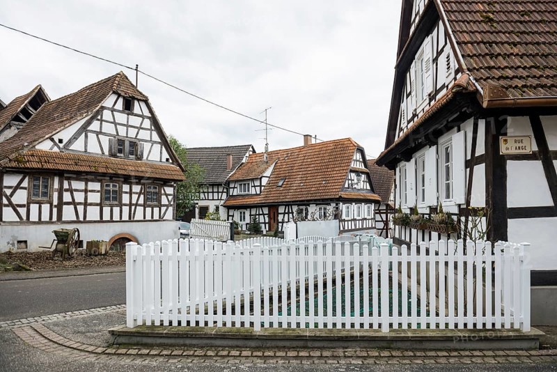 Village made entirely of half-timbered houses, Hunspach, Alsace, Bas-Rhin department, France