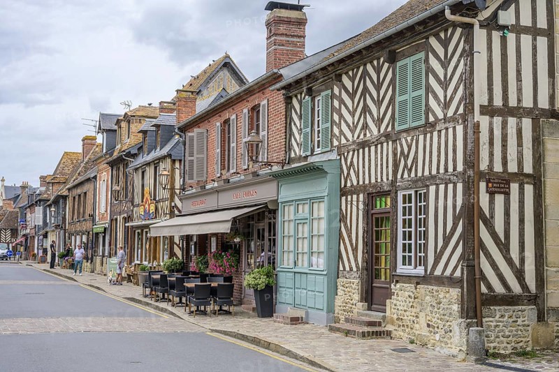Old town with half-timbered houses in, Beuvron-en-Auge, Calvados Department, France