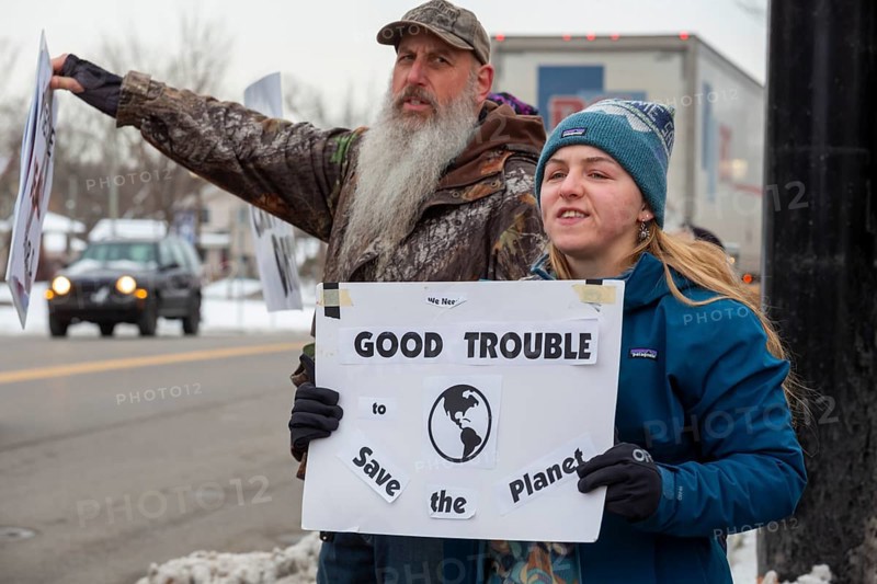 Saline, Michigan USA - 1 December 2025 - Rural Michigan residents rally against the $7 billion Stargate data center planned on southeast Michigan farm land. Protesters say the Data Center is being fast tracked by DTE Energy, the large electric utility, and that it could raise residential electricity rates and endanger the water supply