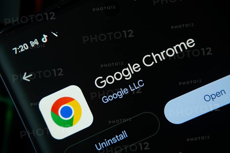 Dhaka, Bangladesh- 27 July 2025: Screen displaying Google Chrome app with open and uninstall options, dark interface