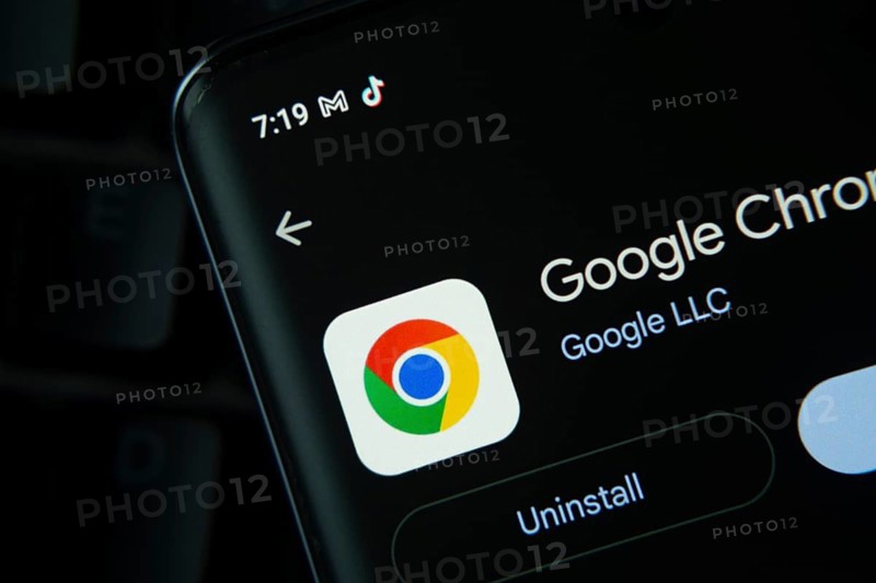 Dhaka, Bangladesh- 27 July 2025: Screen displaying Google Chrome app with update and uninstall options, dark interface