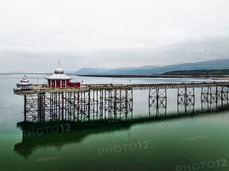 Garth Pier from a drone, Bangor, Wales, UK