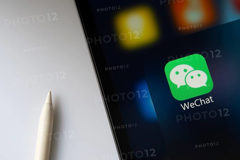 Dhaka, Bangladesh- 18 March 2025: A close up of an iPad screen displaying the WeChat app