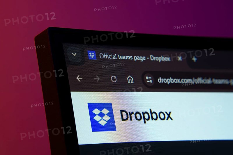 Dhaka, Bangladesh- 02 June 2025: Close-up of a computer screen displaying the Dropbox web interface in dark mode