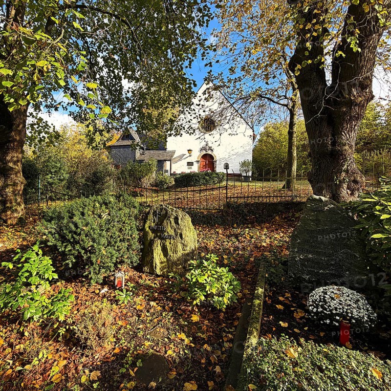 Old tombs at the castle cemetery at the Michaelskapelle, Bad Godesberg, Bonn, North Rhine-Westphalia, Germany