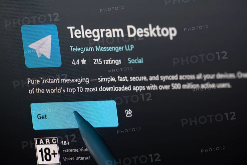 Dhaka, Bangladesh- 19 Sep 2025: A close-up of the Telegram app from the Microsoft Store is shown on a laptop screen