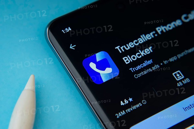 Dhaka, Bangladesh- 18 March 2025: The Truecaller app from Google Playstore is displayed on a smartphone screen