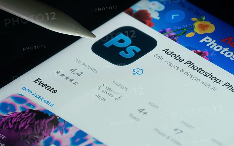 Dhaka, Bangladesh- 30 Oct 2025: Adobe Photoshop app on a iPad screen with a pen pointing at the install option