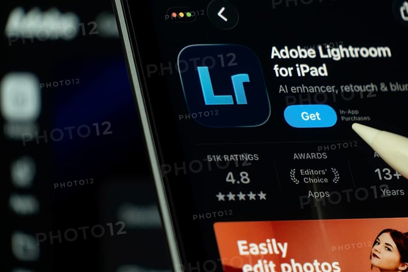 Dhaka, Bangladesh- 24 Oct 2025: A iPad screen displaying the Adobe Lightroom app on App store