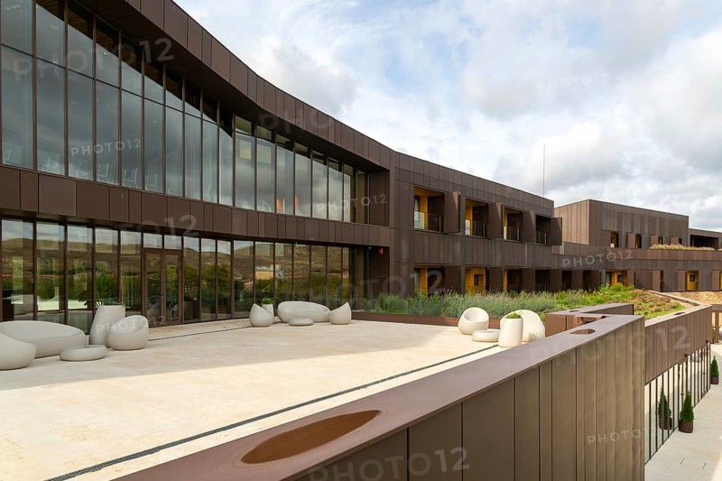 Modern architecture of new Parador de Molina de Aragón, Guadalajara province, Castile-La Mancha, Spain