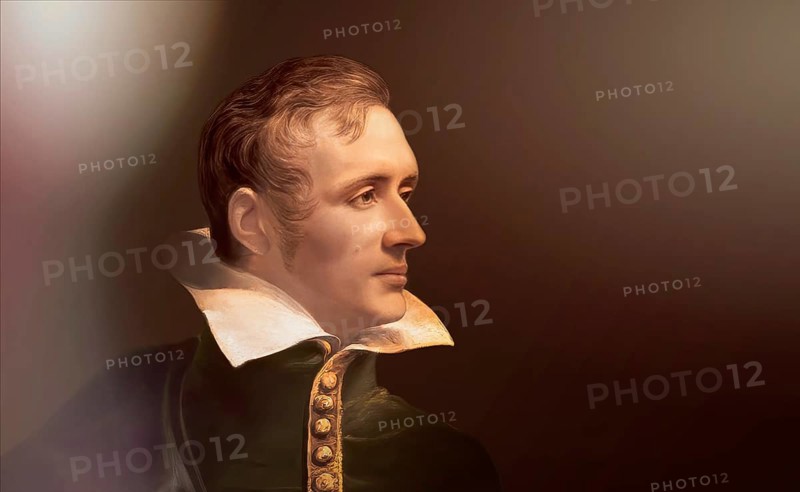 Sir Thomas Stamford Bingley Raffles, 1781 – 1826, British colonial official, governor of Java, Dutch East Indies and lieutenant-governor of Bencoolen, digitally edited based on a painting by James Lonsdale