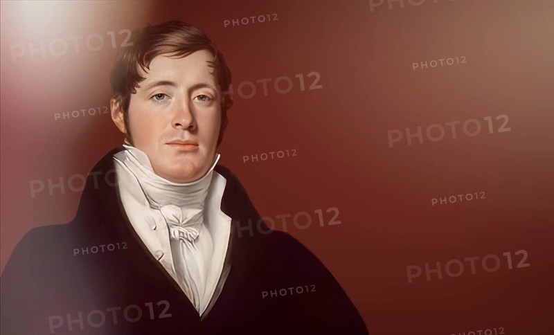 Sir Thomas Stamford Bingley Raffles, 1781 – 1826, British colonial official, governor of Java, Dutch East Indies and lieutenant-governor of Bencoolen, digitally edited based on a painting by George Francis Joseph