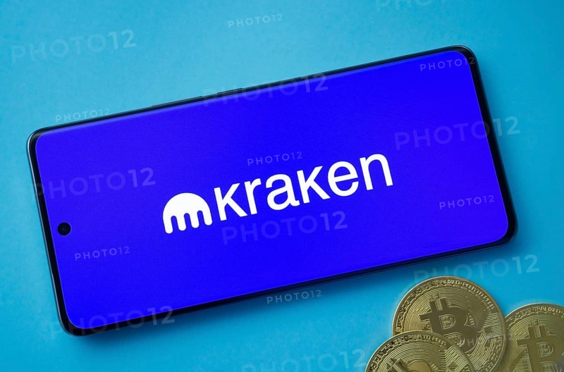 Dhaka, Bangladesh - 04 April 2025: The logo of Kraken is displayed on a smartphone screen