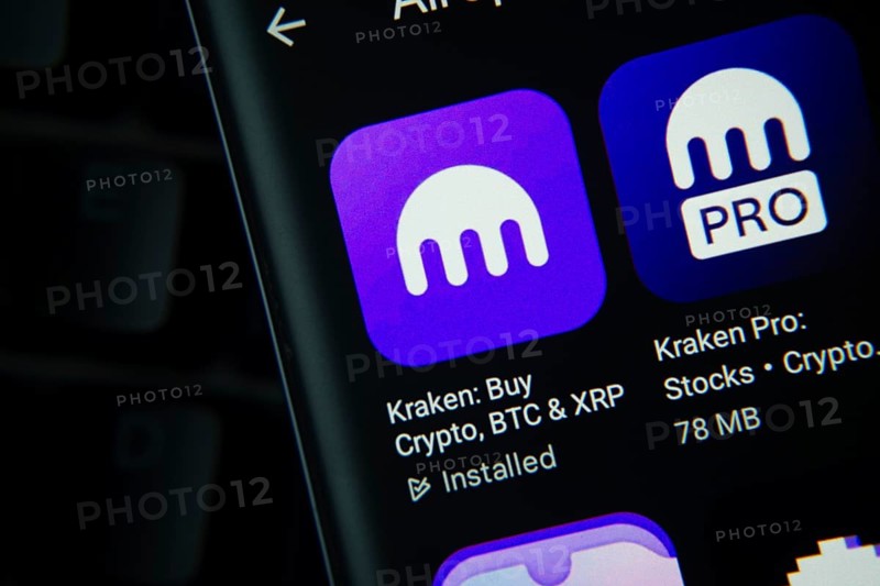 Dhaka, Bangladesh- 27 July 2025: Kraken and Kraken Pro app from Google Playstore is displayed on a smartphone screen
