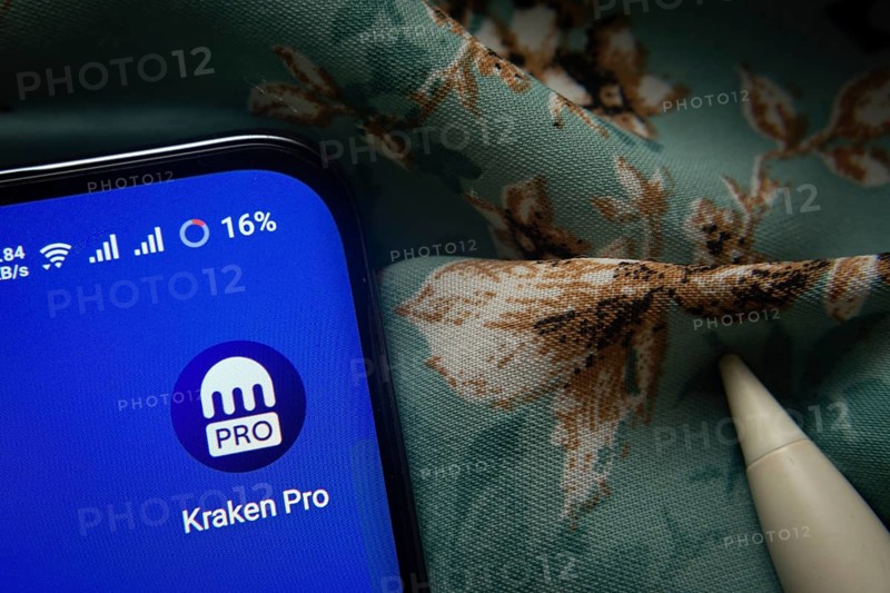 Dhaka, Bangladesh- 07 May 2025: Kraken Pro app icon is seen on smartphone