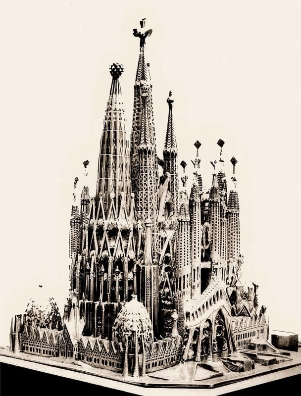 Model of the Basílica i Temple Expiatori de la Sagrada Família, known as Sagrada Família, Barcelona, Catalonia, Spain, built by Antoni Gaudí, Catalan architect and designer from Spain, the greatest exponent of Catalan Modernisme