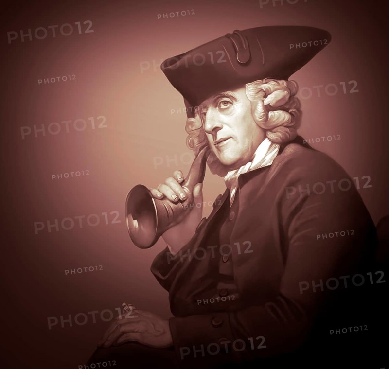 Portrait of James Hutton with an ear trumpet, 1726 – 1797, Scottish geologist, agriculturalist, chemical manufacturer, naturalist and physician, the Father of Modern Geology, digitally edited