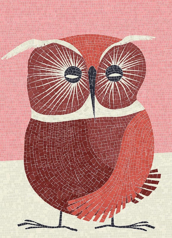 Great owl vector graphic mosaic