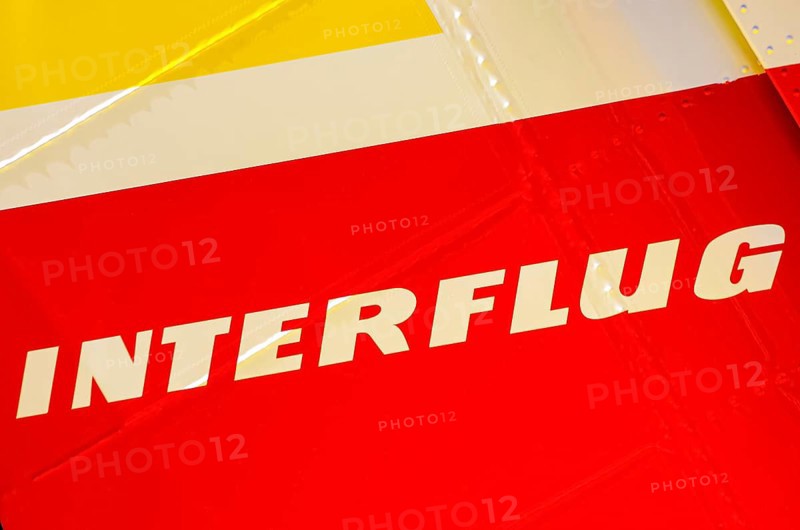 A PZL-106 AR Kruk agricultural aircraft with the registration D-FOAB and the original registration DDR-TAB as well as in the original colors of the company Agrarflug of Interflug as part of an air show on Rossfeld in Metzingen-Glems, Baden-Württemberg, Germany, for editorial use only