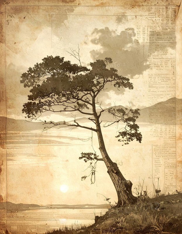 Grunge old public newspaper, texture background wallpaper illustration, vintage tattered yellow press news, AI generated