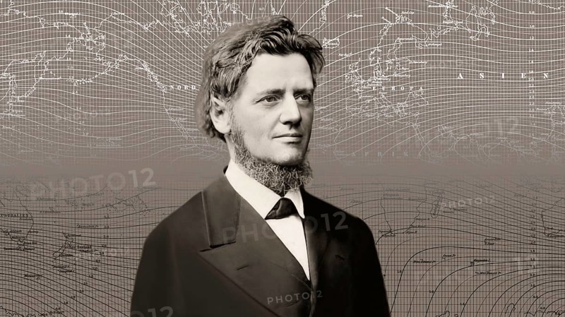 Georg Balthazar von Neumayer, Ritter von Neumayer, 1826 – 1909, German polar explorer, geographer and geophysicist, best known for cooperation of meteorology and scientific observations, his global map with magnetic field lines, lines of equal magnetic horizontal intensity, digitally optimized