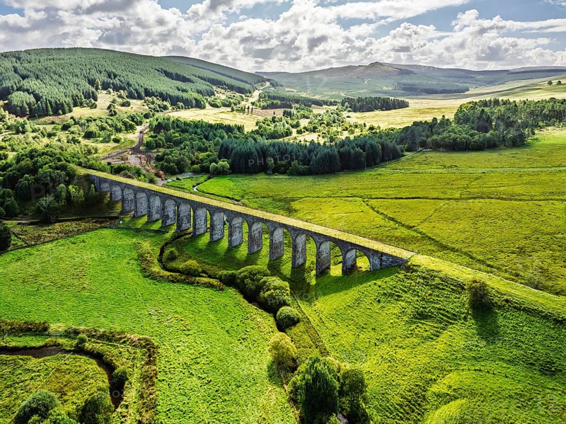Shankend Viaduct from a drone, Hawick, Scottish Borders, Scotland, UK