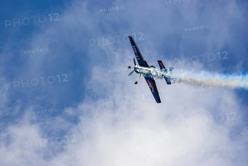 A Jakovlev Jak-55 with the registration LY-AGL during a flight demonstration as part of an air show at the Rossfeld in Metzingen-Glems, Baden-Württemberg, Germany, for editorial use only