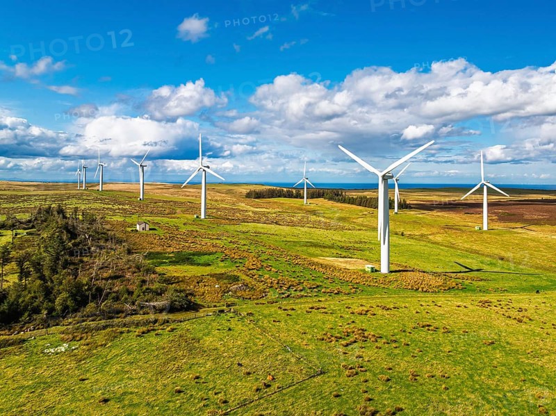 Wind Farm from a drone in southeast Scotland, UK