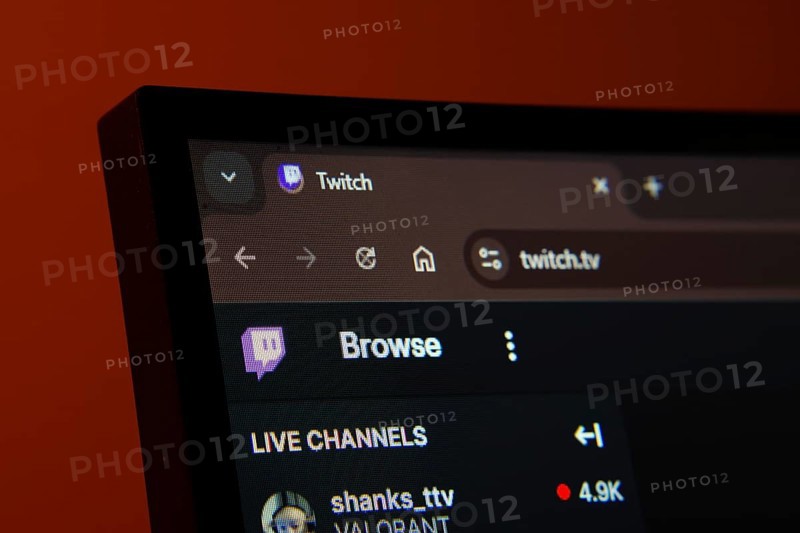 Dhaka, Bangladesh- 30 Sep 2025: Close-up of a computer screen displaying the Twitch web interface in dark mode
